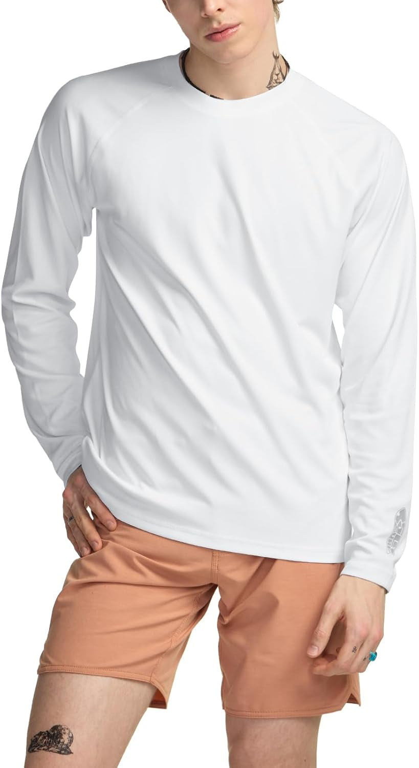 Men'S Rashguard Swim Shirts, UPF 50+ Cool Running Workout Loose-Fit Long Sleeve