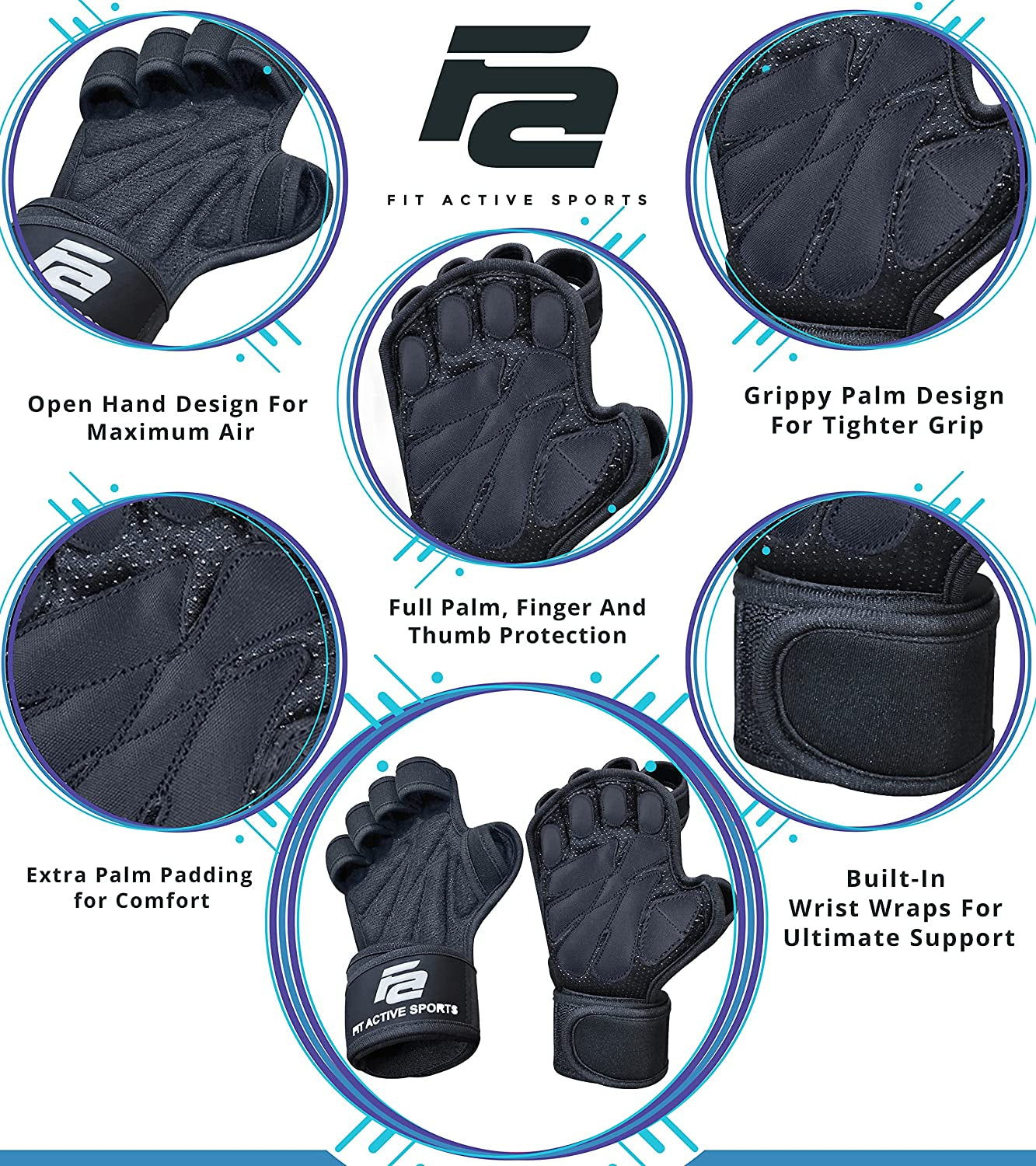 New Ventilated Weight Lifting Workout Gloves with Built-In Wrist Wraps for Men and Women - Great for Gym Fitness, Cross Training, Hand Support & Weightlifting.