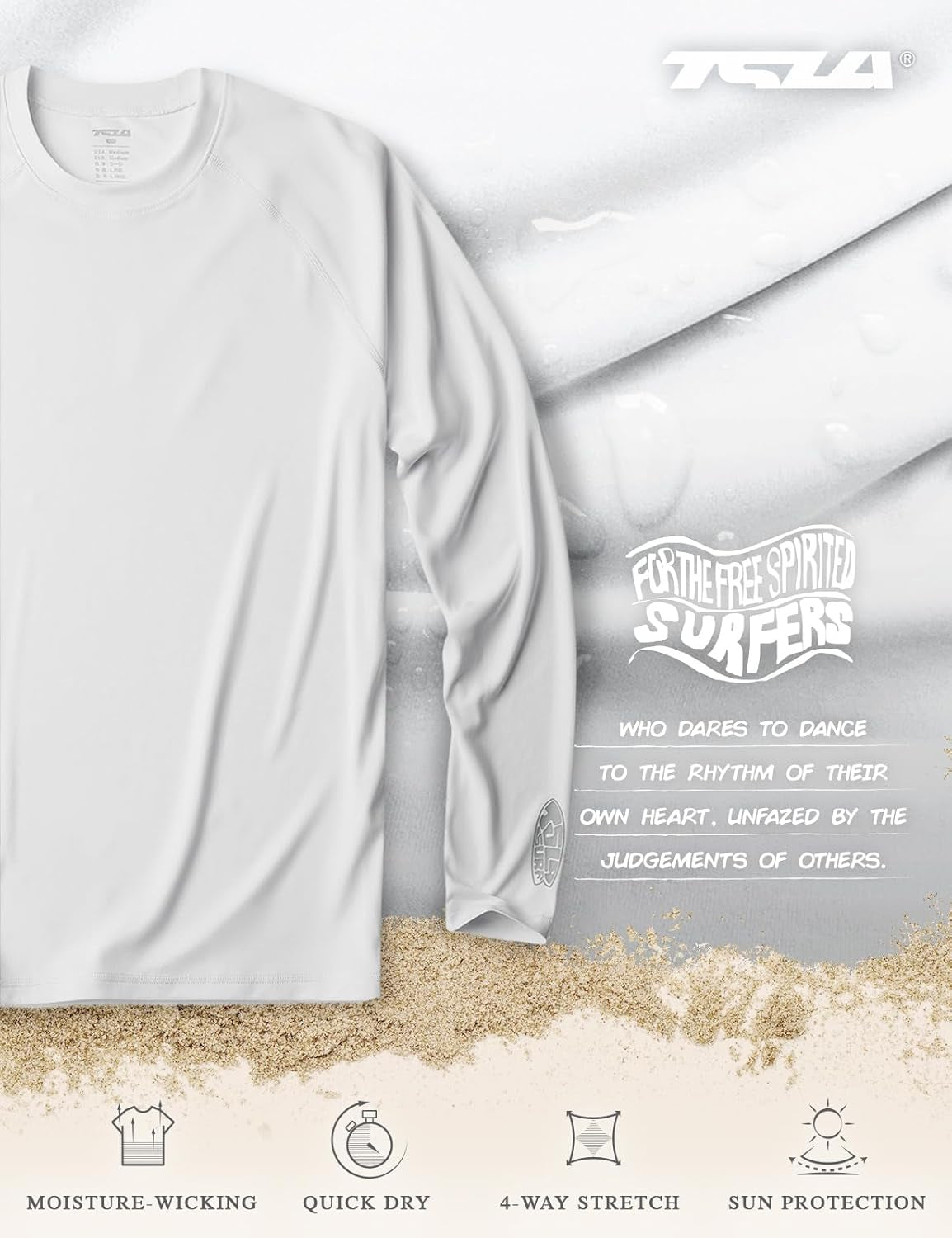 Men'S Rashguard Swim Shirts, UPF 50+ Cool Running Workout Loose-Fit Long Sleeve